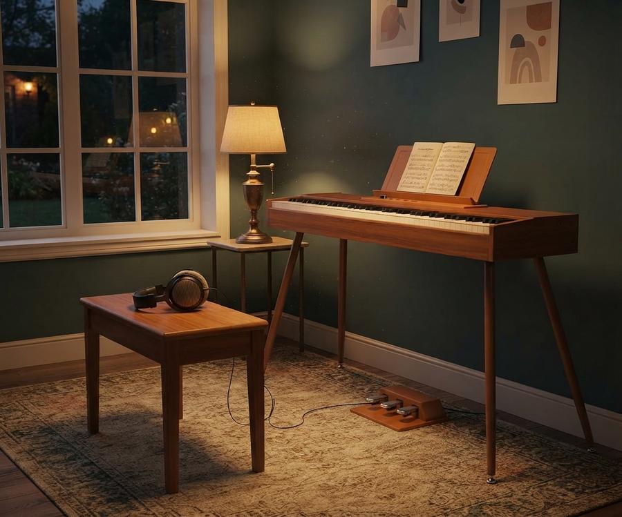 B-88 Digital Piano against a living-room wall