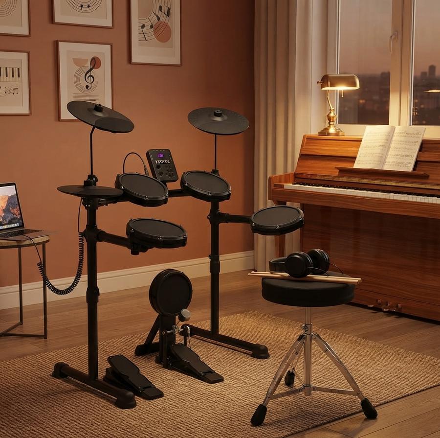 Electric Drum Set MTC20 in a bedroom corner